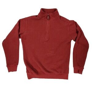 Woolrich Quarter Zip Pullover Sweater Red Waffle Knit Cotton Mens M